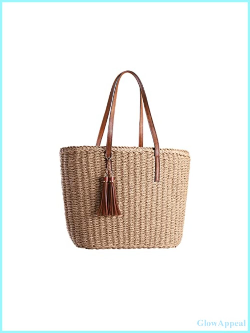 Woven Straw Travel Tote Bag for Women, Medium Sized Handmade Summer Shoulder Bag